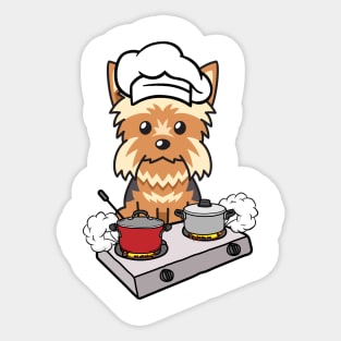 Funny yorkshire terrier is cooking Sticker